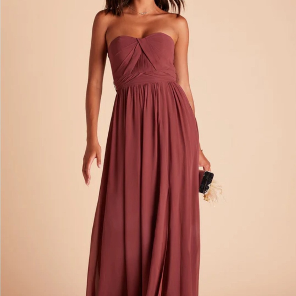 Grace Convertible Dress With Slit (chiffon rosewood, size small)
